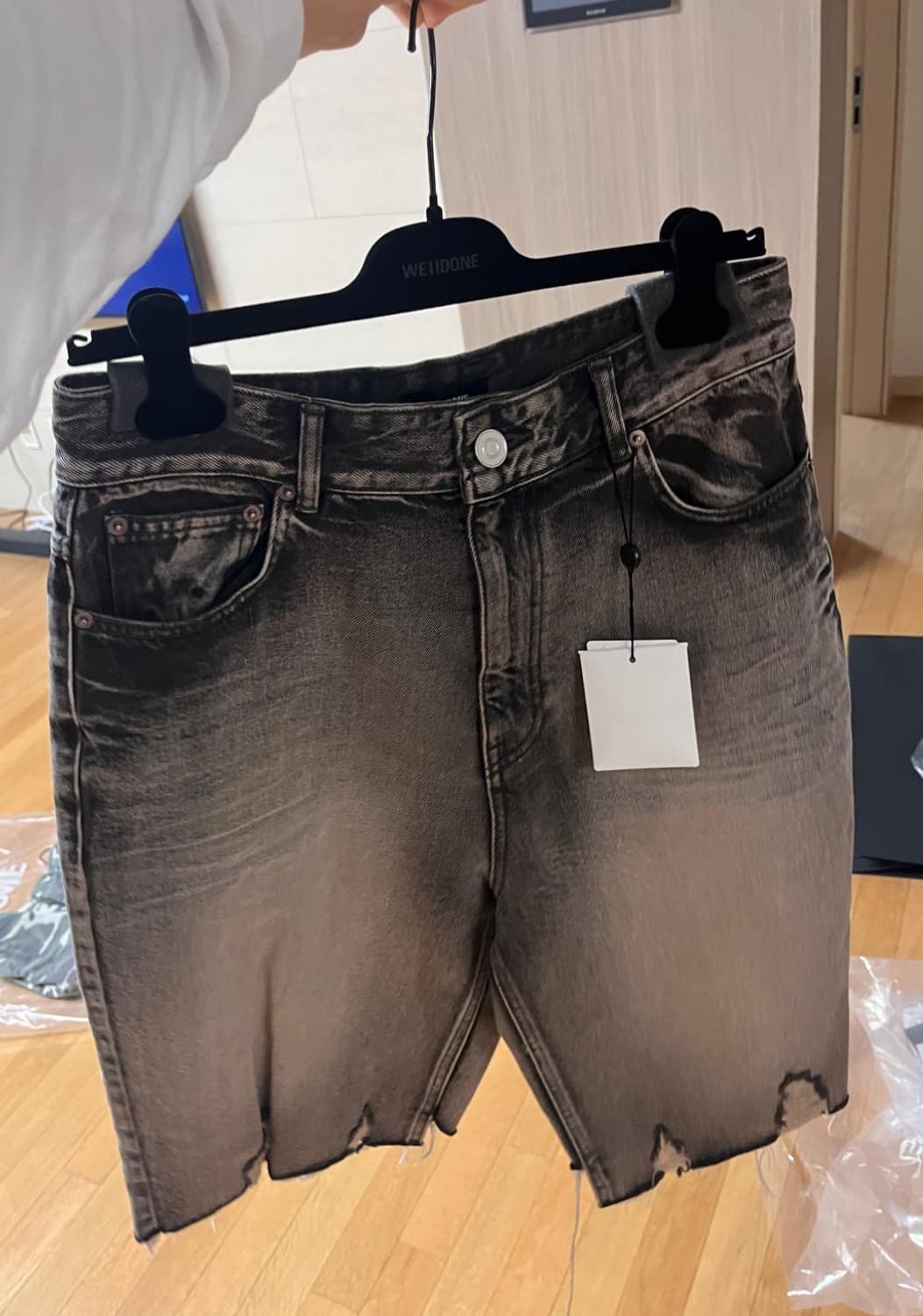 (새 상품) WE11DONE 보석 데님 쇼츠 상품이미지4