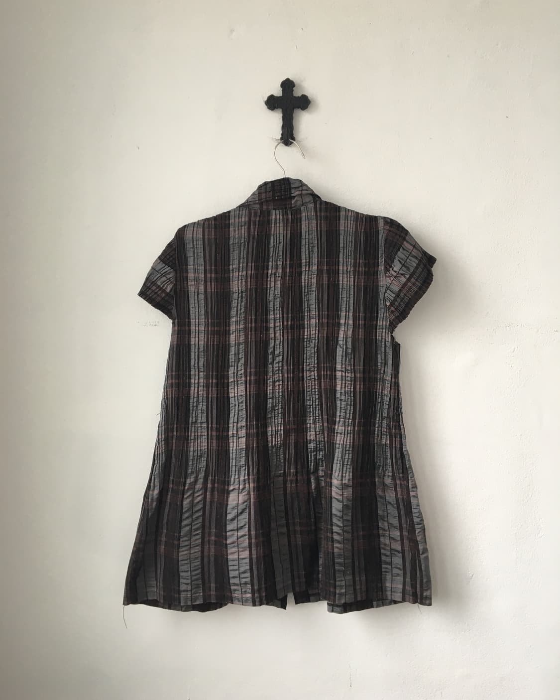 Check pattern pleats blouse 상품이미지3