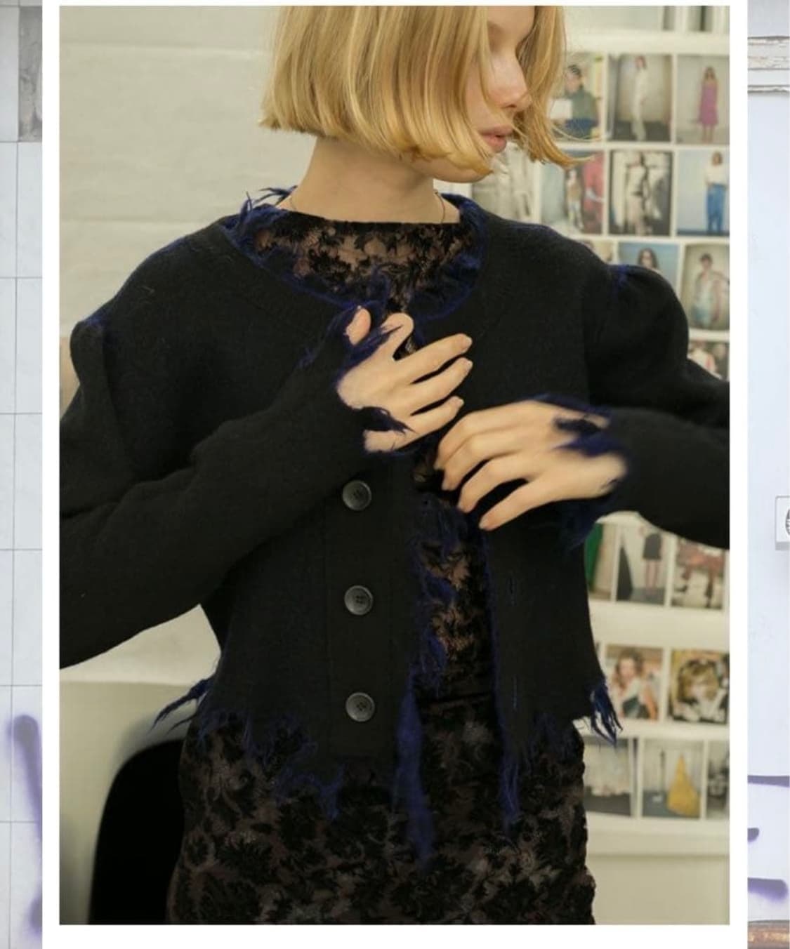 F) 퍼버즈 PERVERZE 모헤어 리버서블 데미지 가디건 상품이미지10