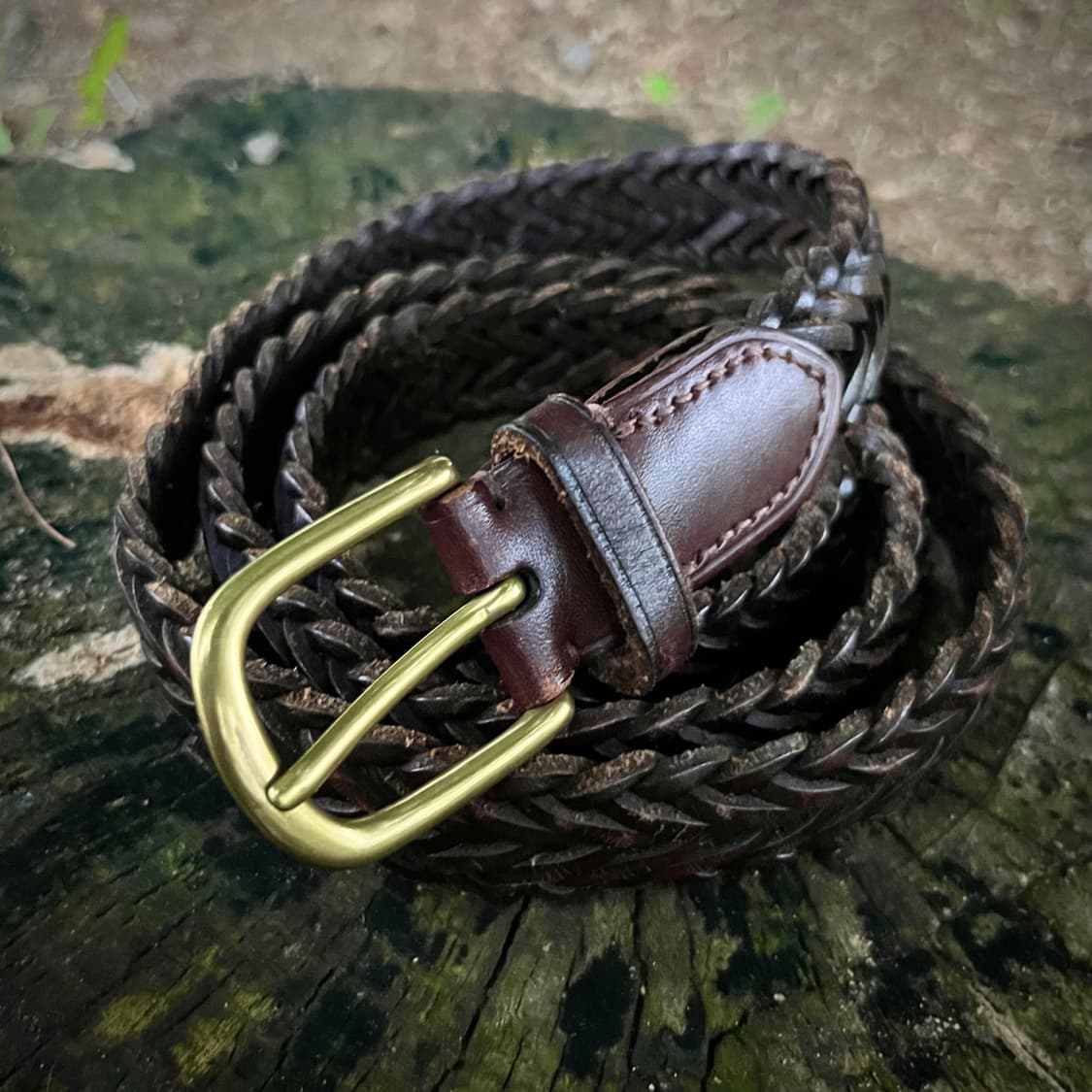 브레이디드 다크 초콜릿 리얼 레더 벨트 상품이미지6