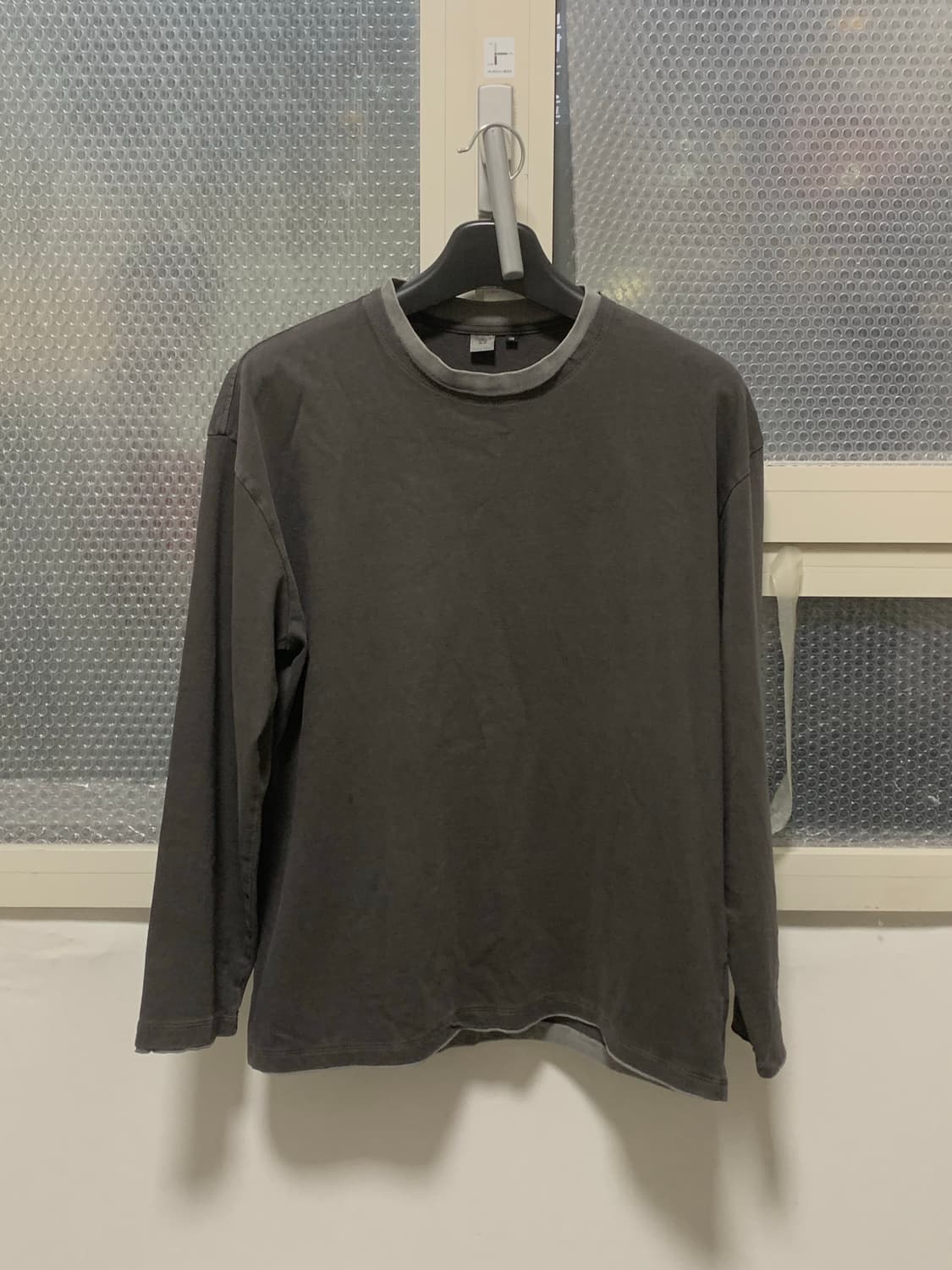 (3) 폴리테루 레이어드 롱슬리브 차콜 그레이 상품이미지1