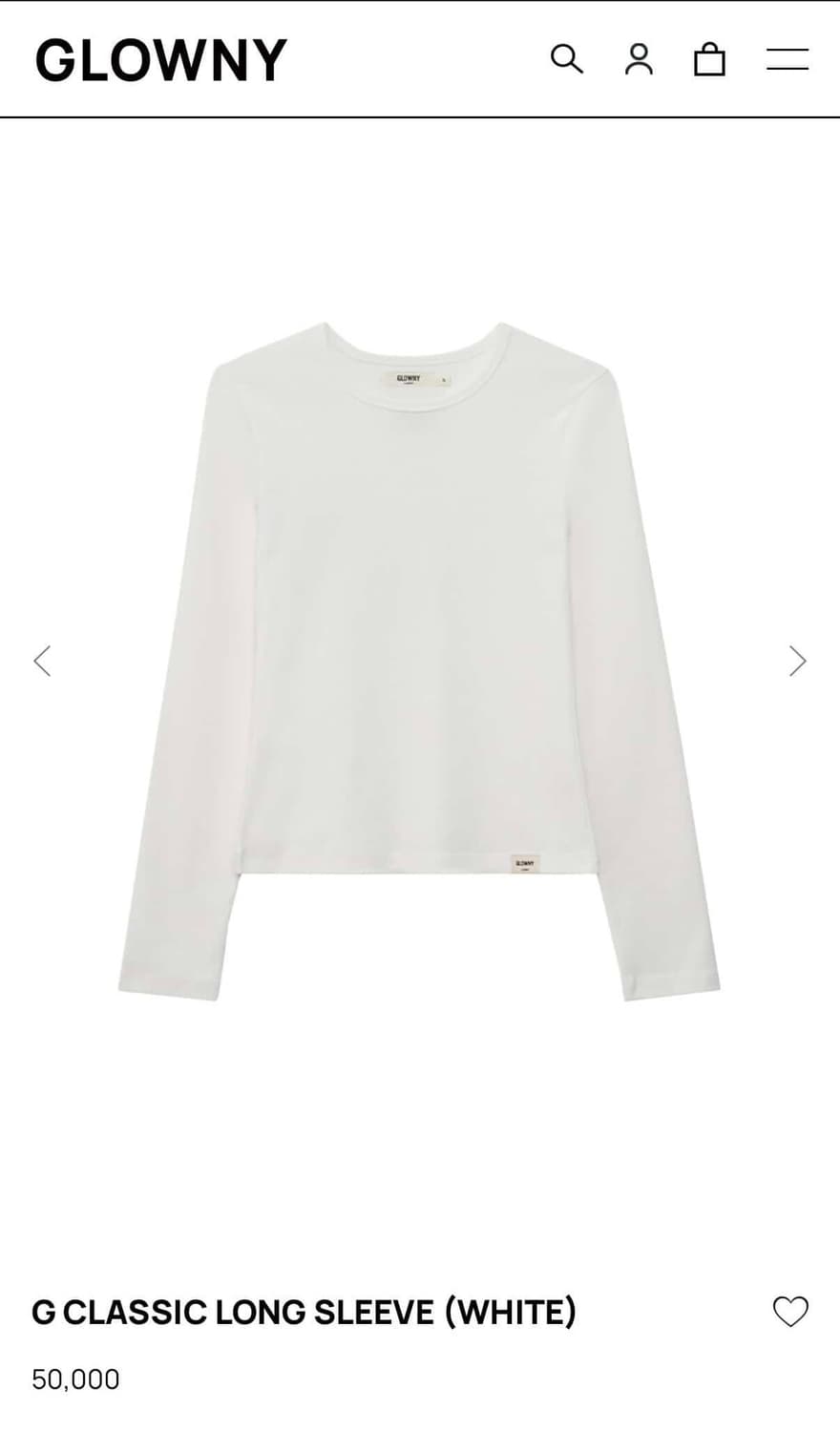 GLOWNY CLASSIC LONG SLEEVE (WHITE) 상품이미지1