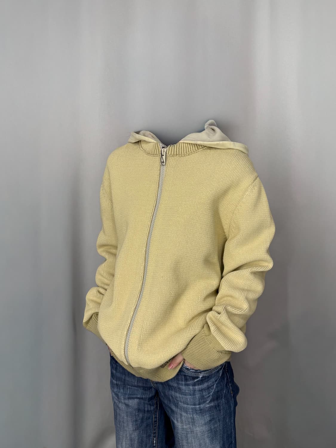 디젤 베이지 스웨터 니트 집업 L B19 상품이미지6