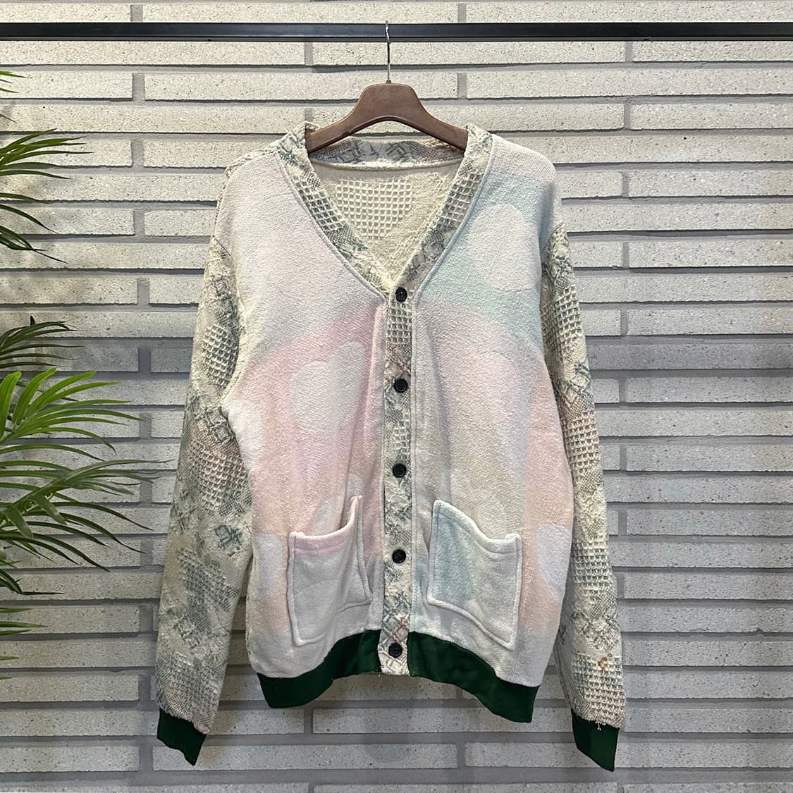 USA VINTAGE 러그 블랭킷 리메이크 가디건 패턴믹스 아이보리 상품이미지2