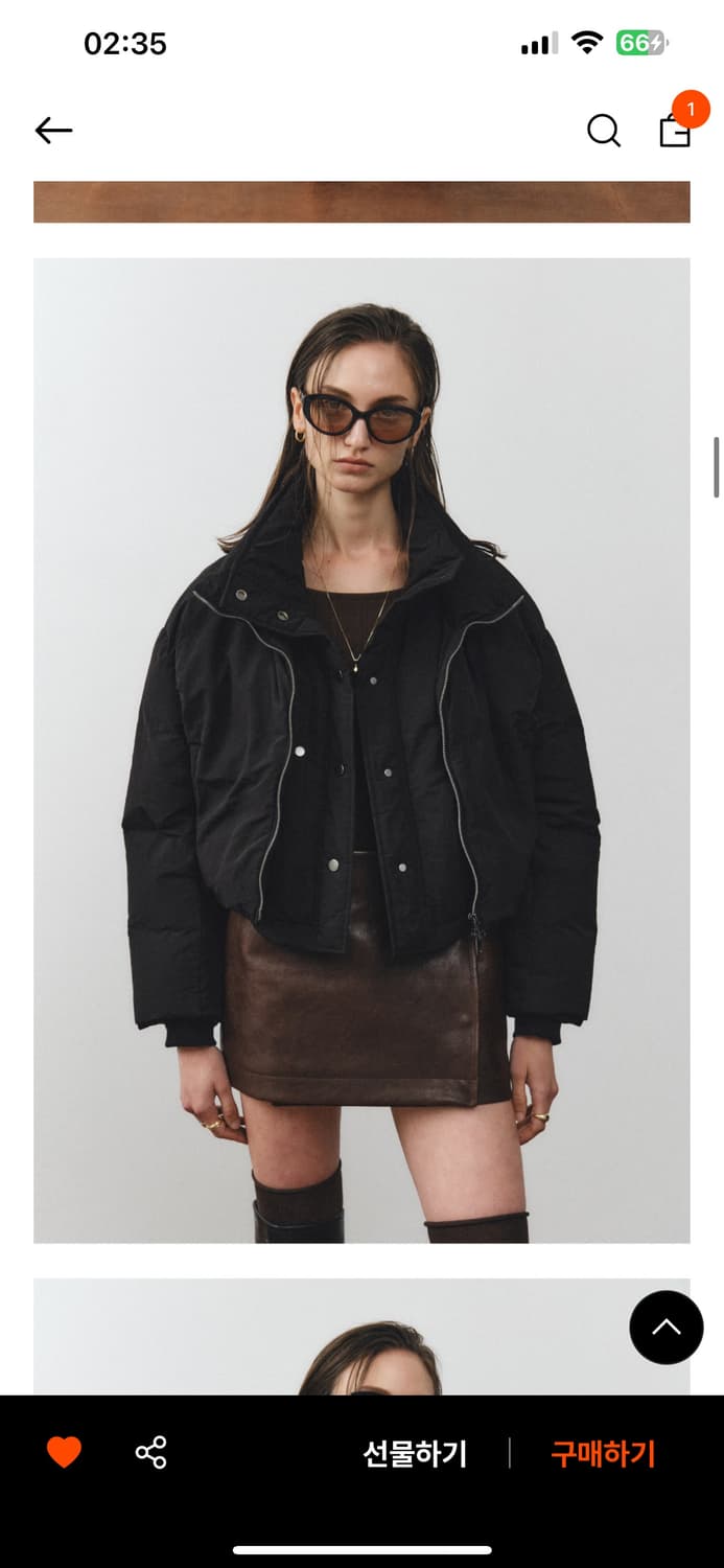 노이어 포 우먼 크롭 레이어드 푸퍼 자켓 (블랙) 36사이즈 상품이미지2