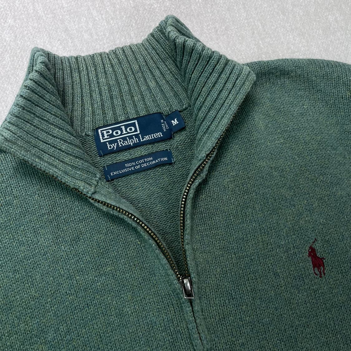 100 폴로랄프로렌 코튼 반집업 그린 니트 상품이미지2