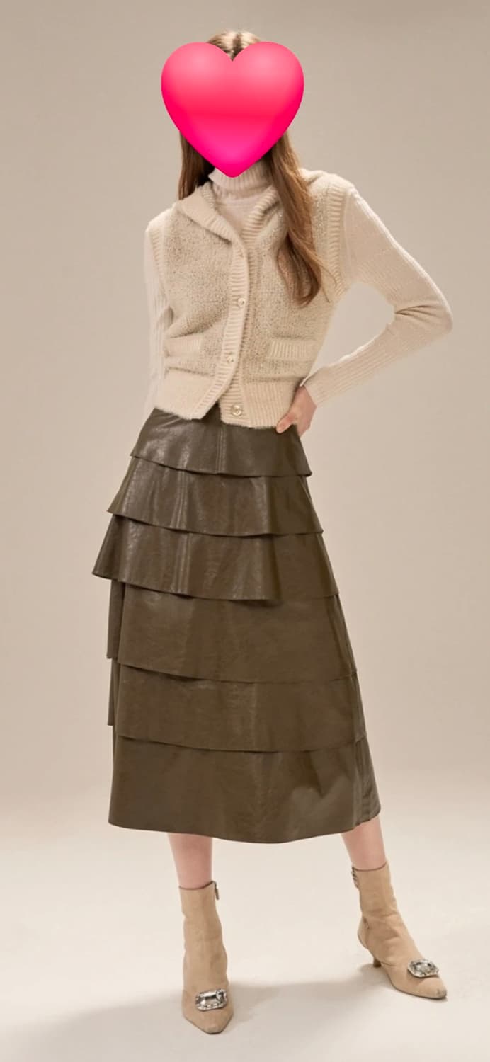 오브제 여성치마 27 에코레더 티어드 여성스커트 WM20 상품이미지7