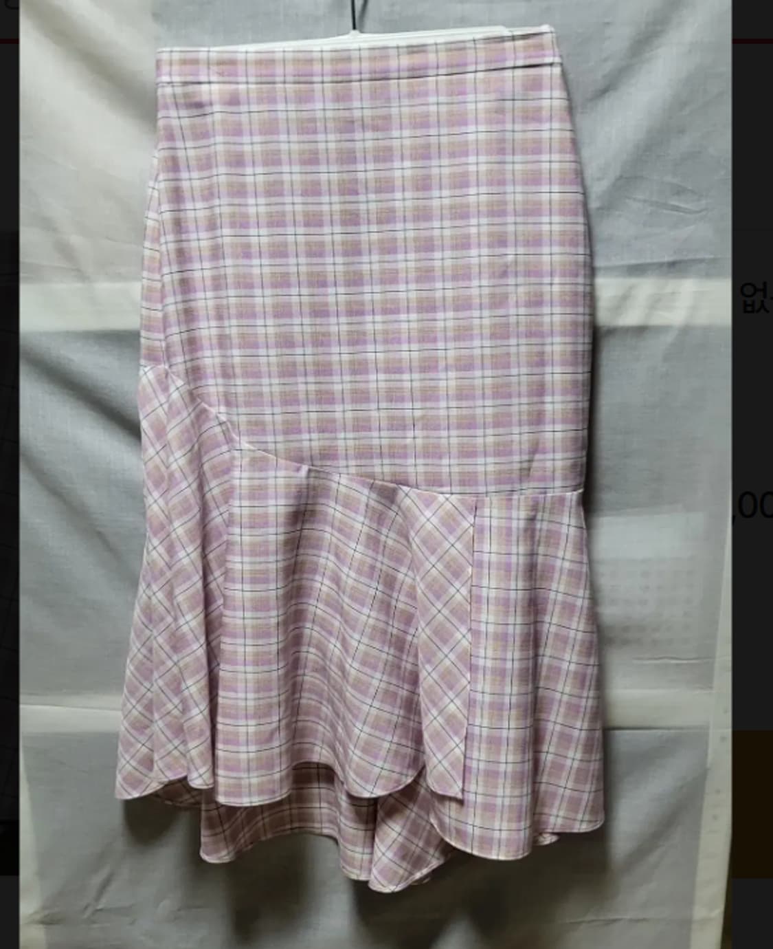 듀엘 언발 머메이드 핑크 체크 미디 스커트
 상품이미지1