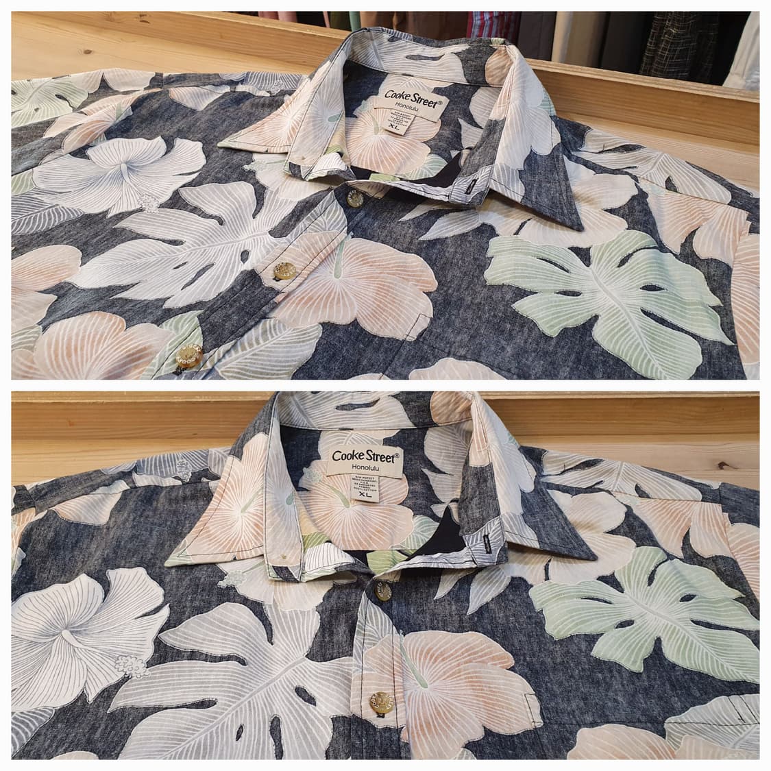 3XL(120).하와이안 셔츠(라이트블랙) 상품이미지3