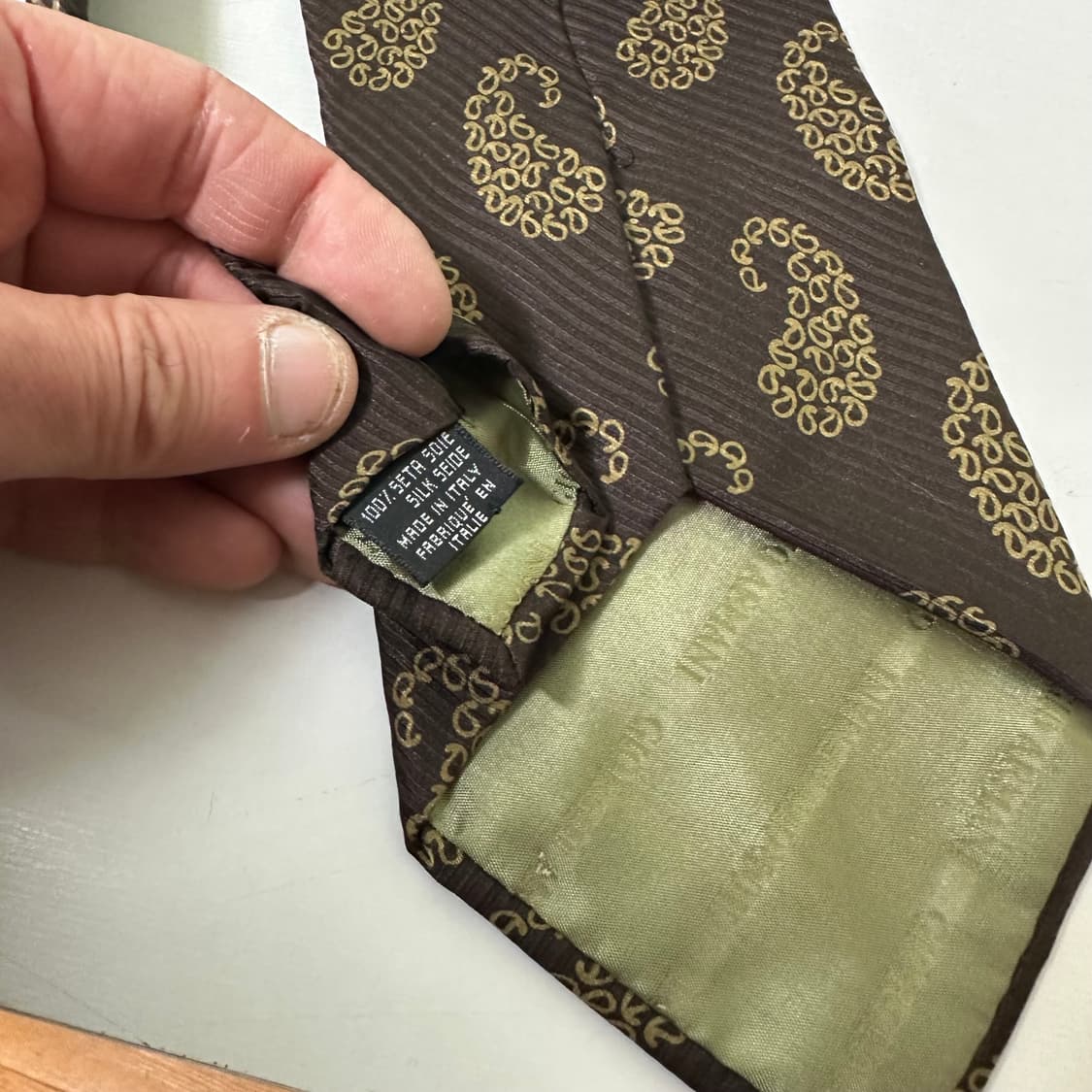 OS 임포리오 조르지오 알마니 실크100% 딥브라운 페이즐리 넥타이 상품이미지3