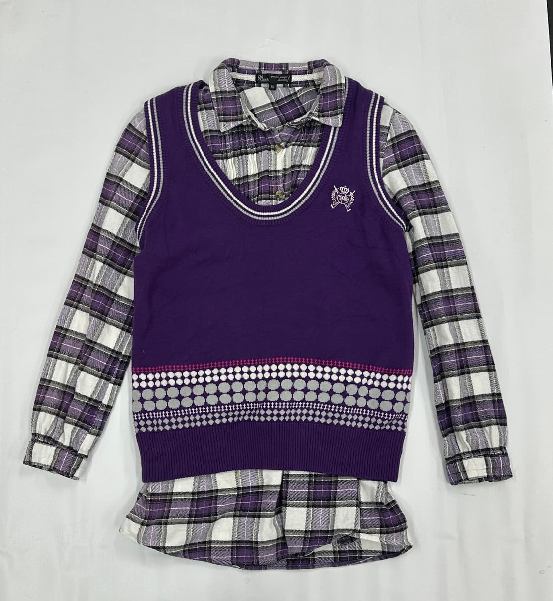 🍇슈슈룬 바닐라 포도맛 코디세트🍇교복 하이틴 학생 셔츠 조끼 스커트 상품이미지3