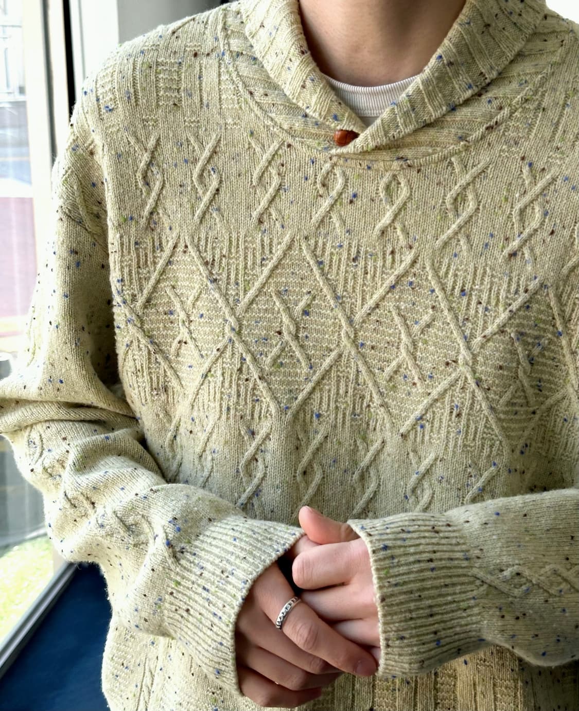 Middle gauge design pattern shawl collar 상품이미지8