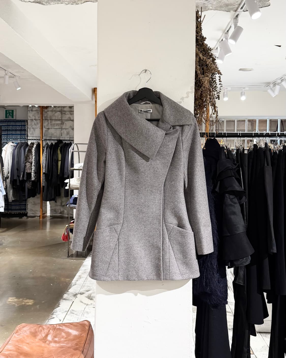 질샌더 그레이 울 언발란스 카라 코트 상품이미지1