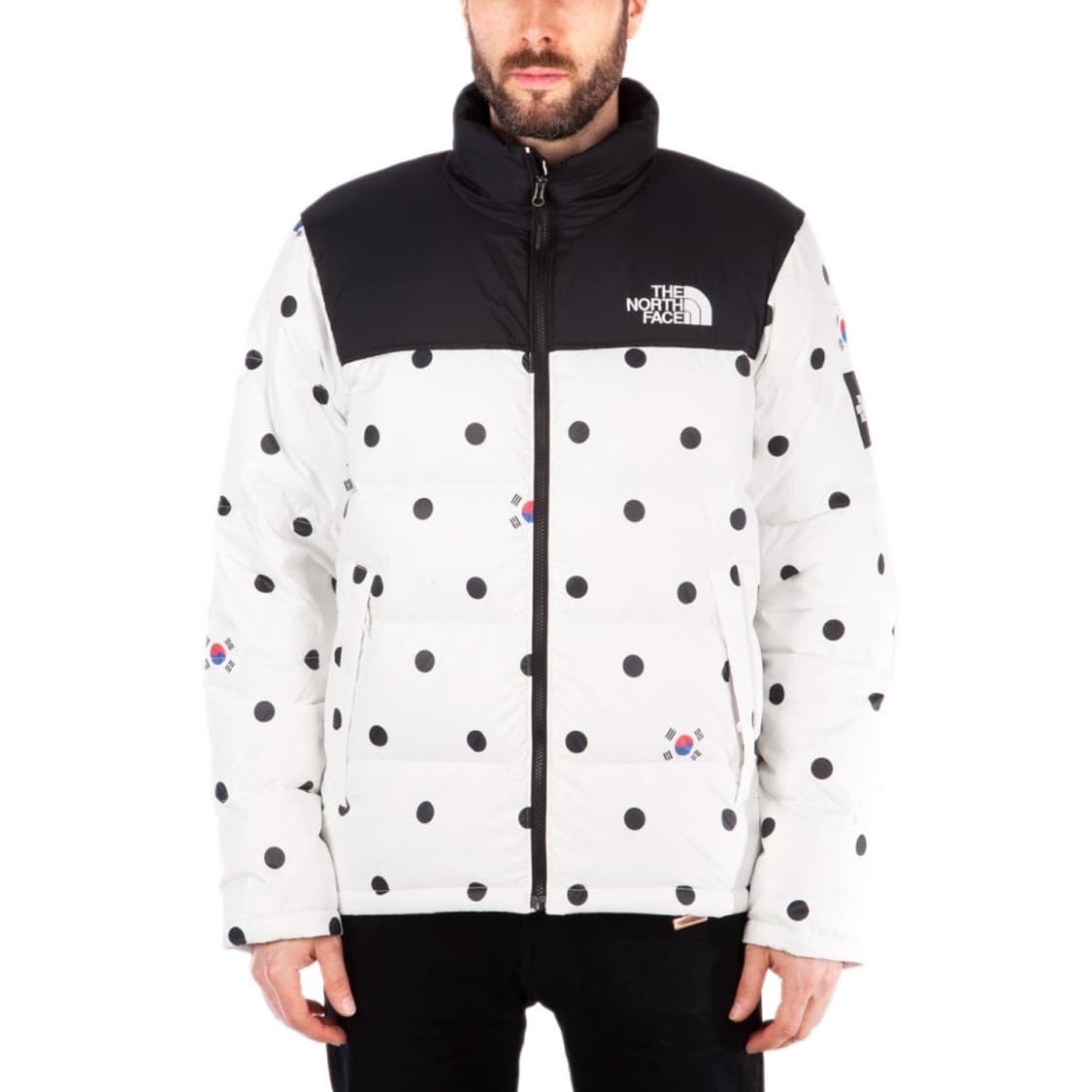 노스페이스 해외판 한정판 도트 땡땡이 태극기 코리아 눕시700패딩 화이트 상품이미지4