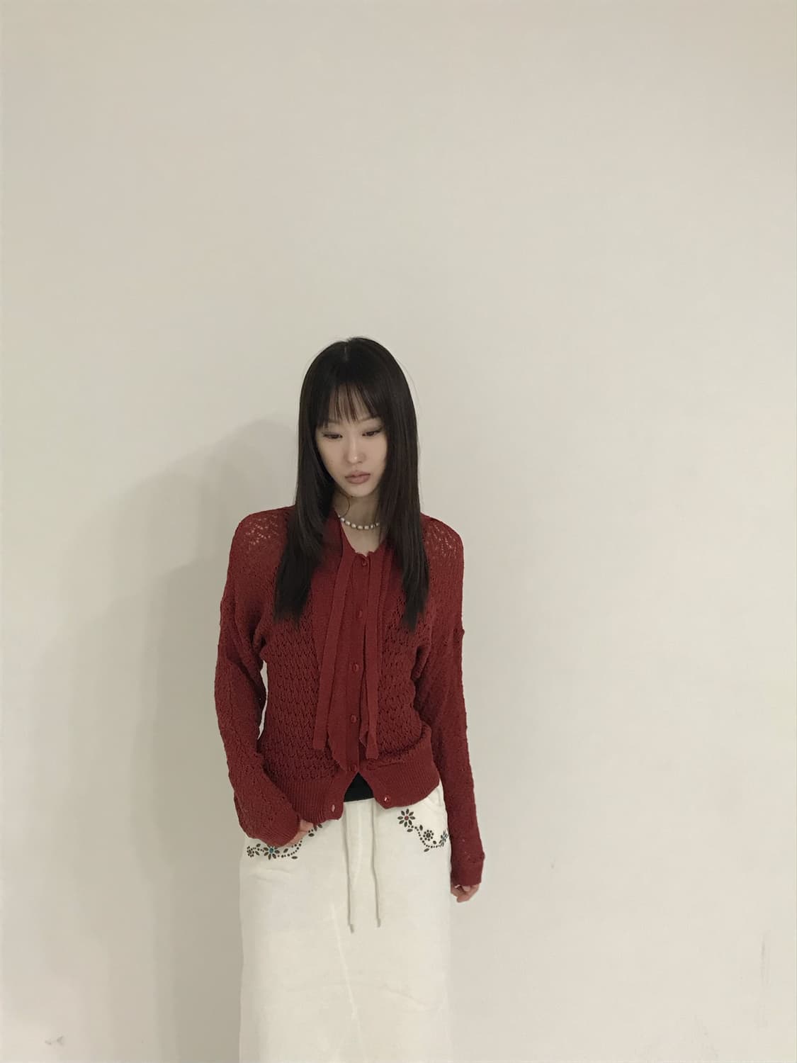 버건디 텍스처 가디건 상품이미지1