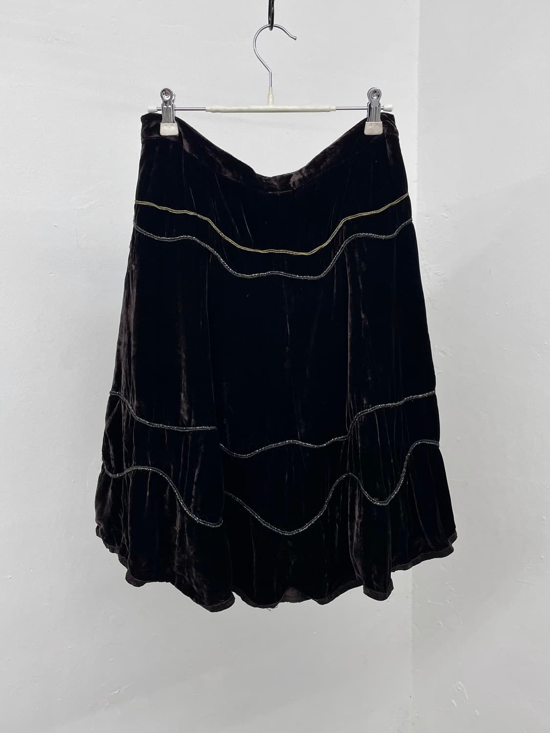 브라운 벨벳 비즈 디테일 스커트 상품이미지8