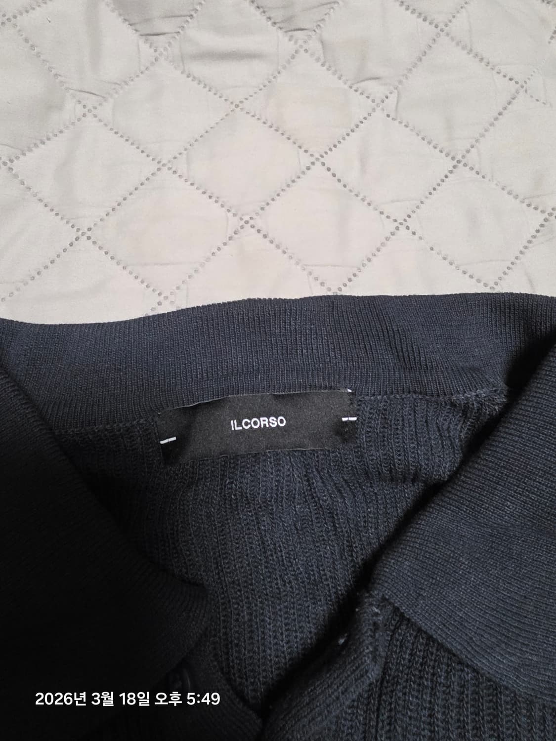 [M] 일꼬르소 에센셜 카라 반팔 니트 다크네이비 상품이미지4