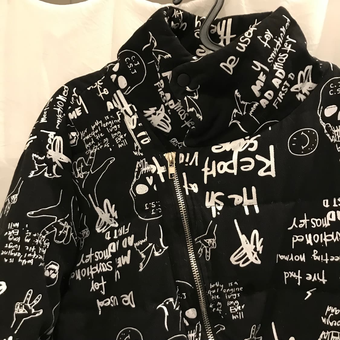 Vintage 고스펑크 고딕 갸루 스컬 언발란스 패딩 상품이미지4