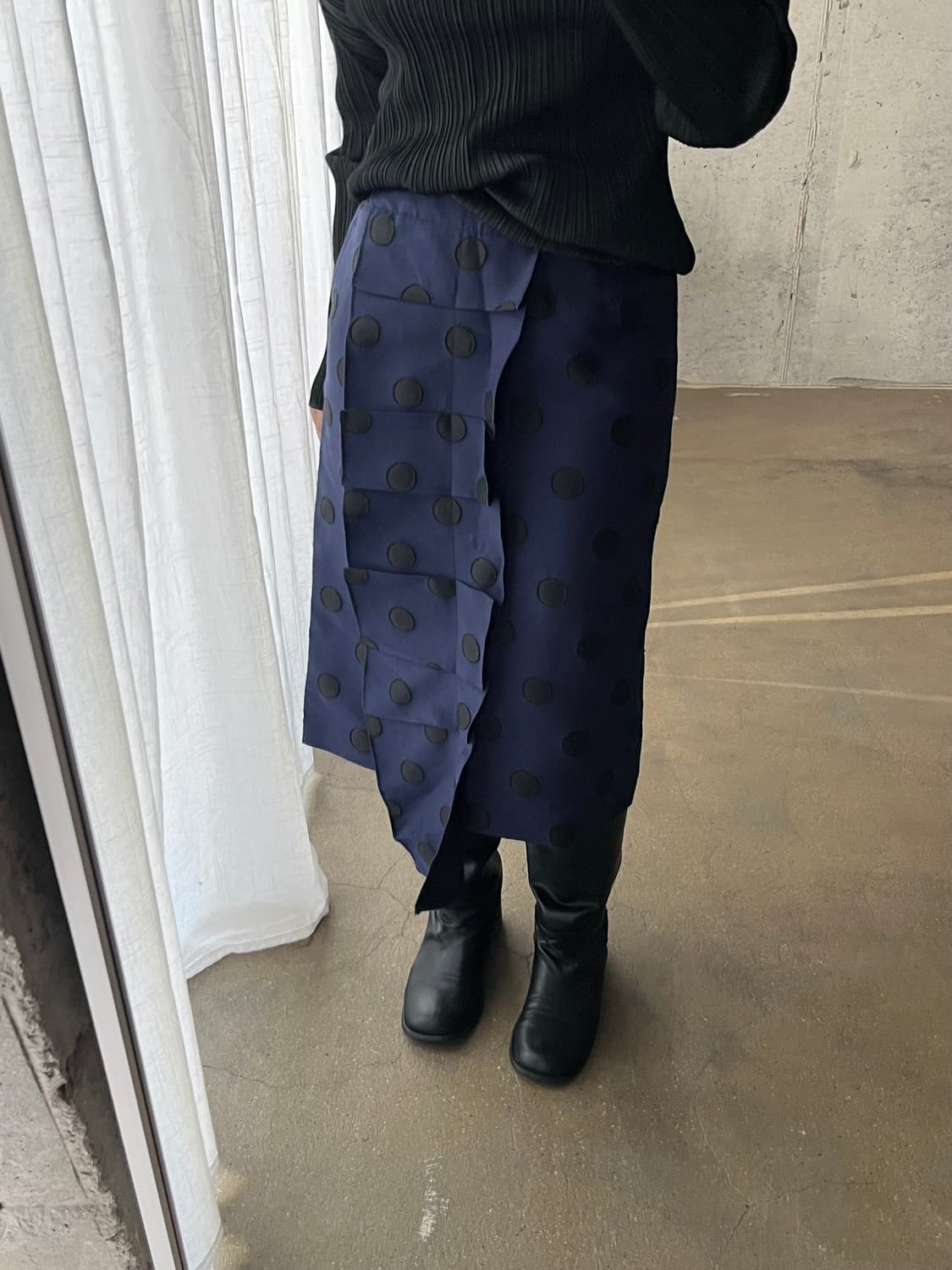 도트 러플 스커트 블루 상품이미지4