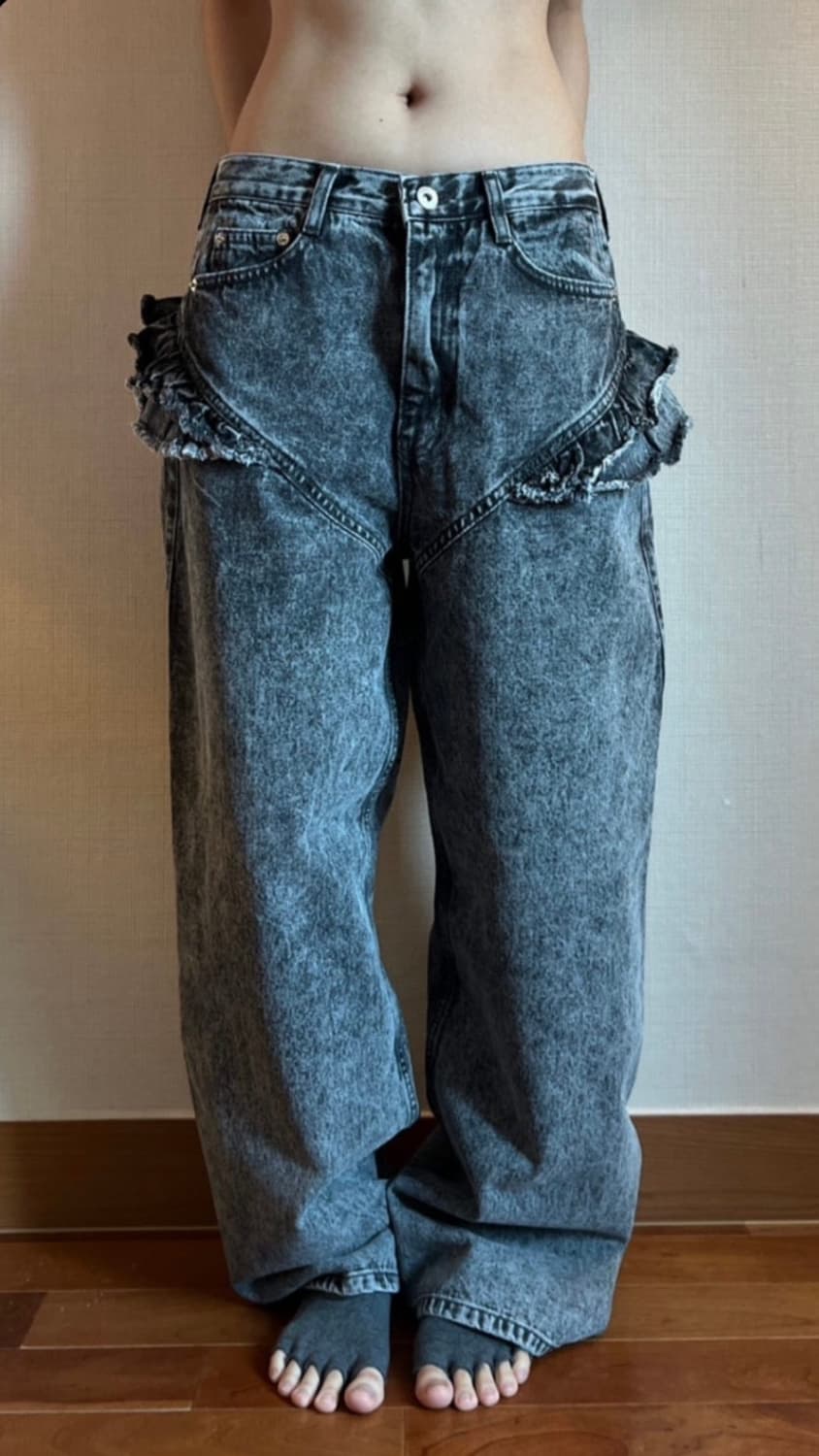 울리카상투스 프릴 흑청 데님 m 상품이미지3