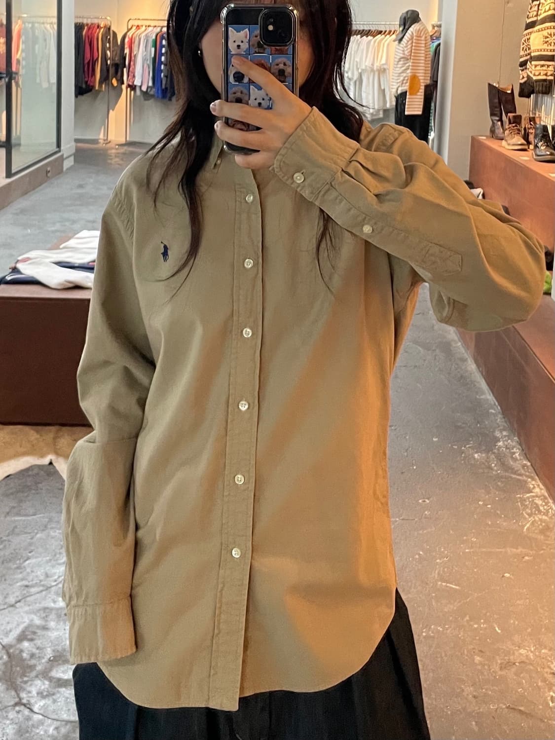 폴로 랄프로렌 베이지 카라넥 셔츠 H136 상품이미지1