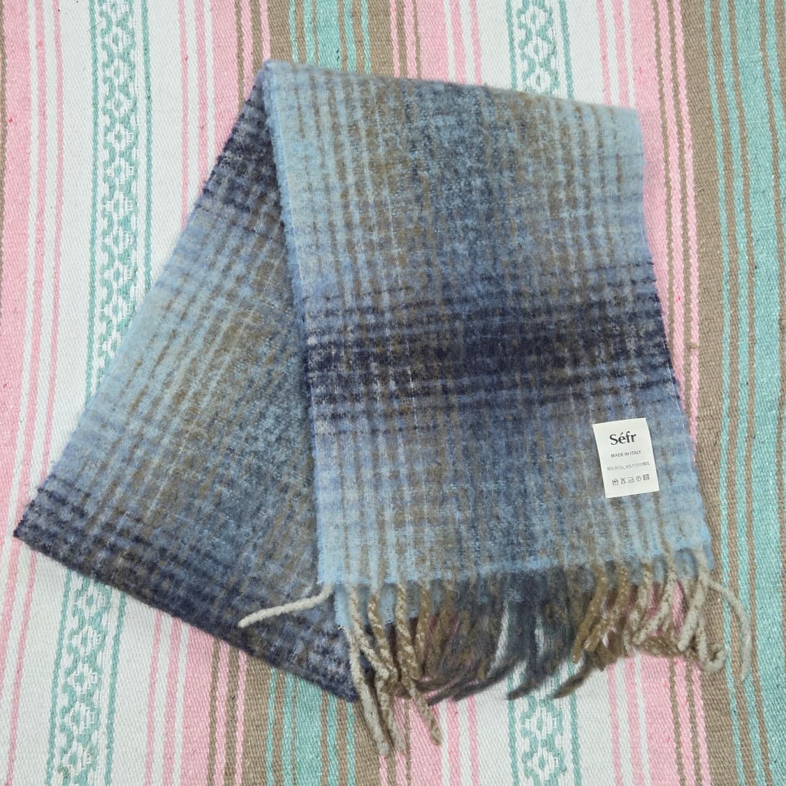 sefr 블루 체크 머플러 상품이미지1