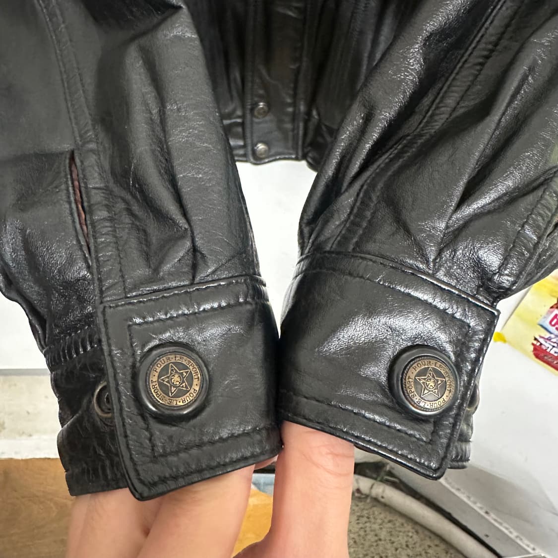 90‘s 카우레더 블루종 자켓(다운 라이너) 상품이미지5