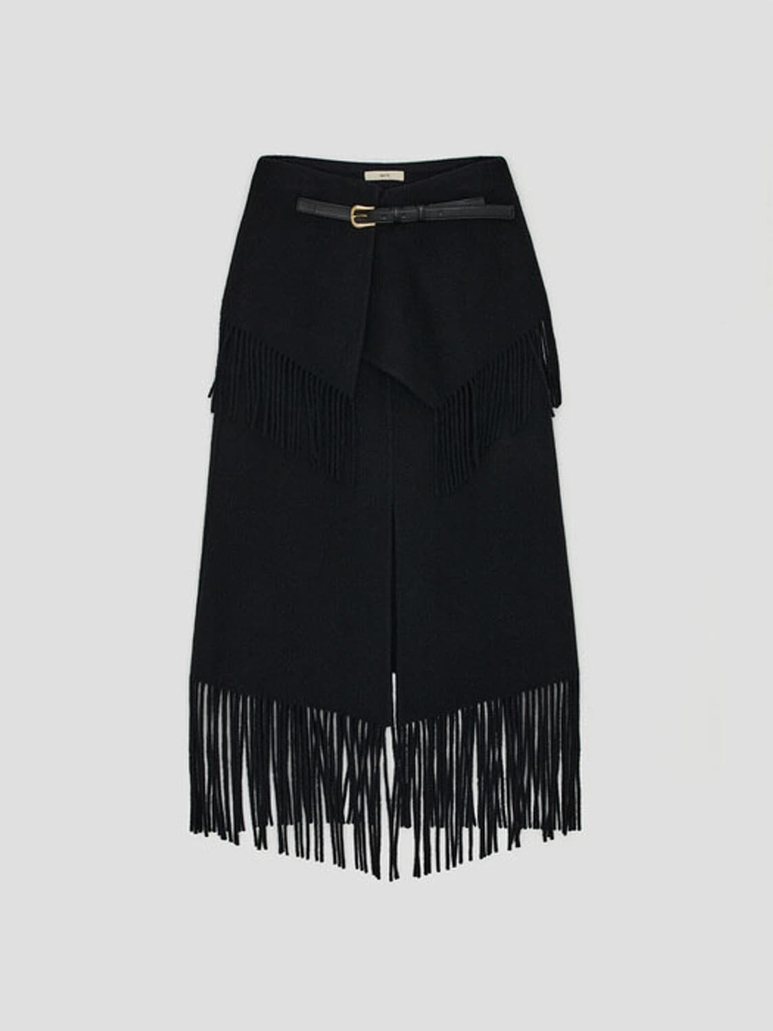 렉토 프린지 케이프 울 스커트 테슬 태슬 블랙 롱스커트 벨트 벨티드 xs 상품이미지2