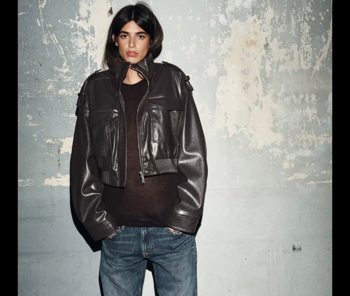 Zara 페이크 레더 쇼트 재킷 새제품 상품이미지1