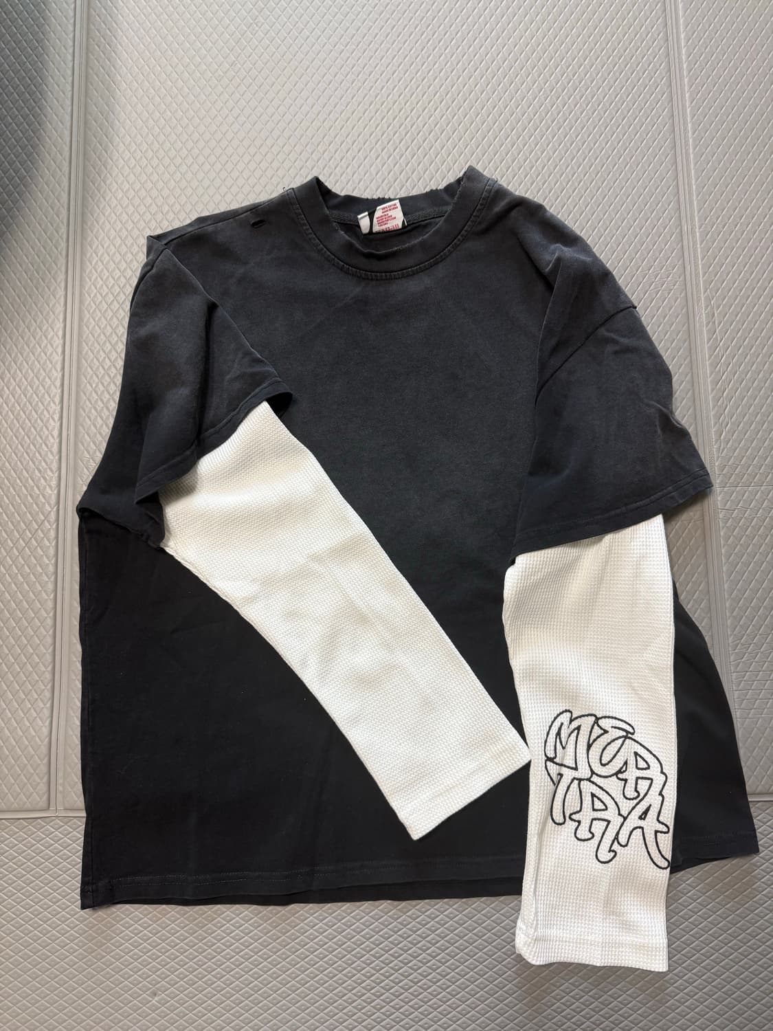 (L) 메르트라 와플 레이어드 롱슬리브 블랙 상품이미지1