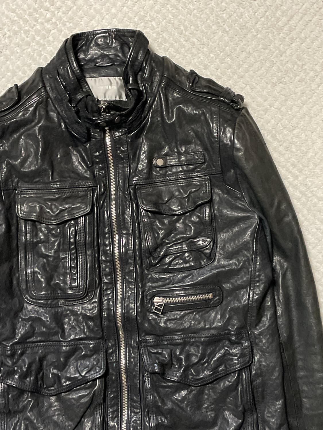 T.I FOR MEN 웨스턴 무드 램스킨 양가죽 절개 포켓 레더 자켓 상품이미지3