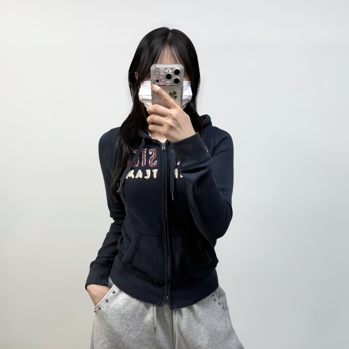 홀리스터 스펠 로고 후드집업 네이비 상품이미지1