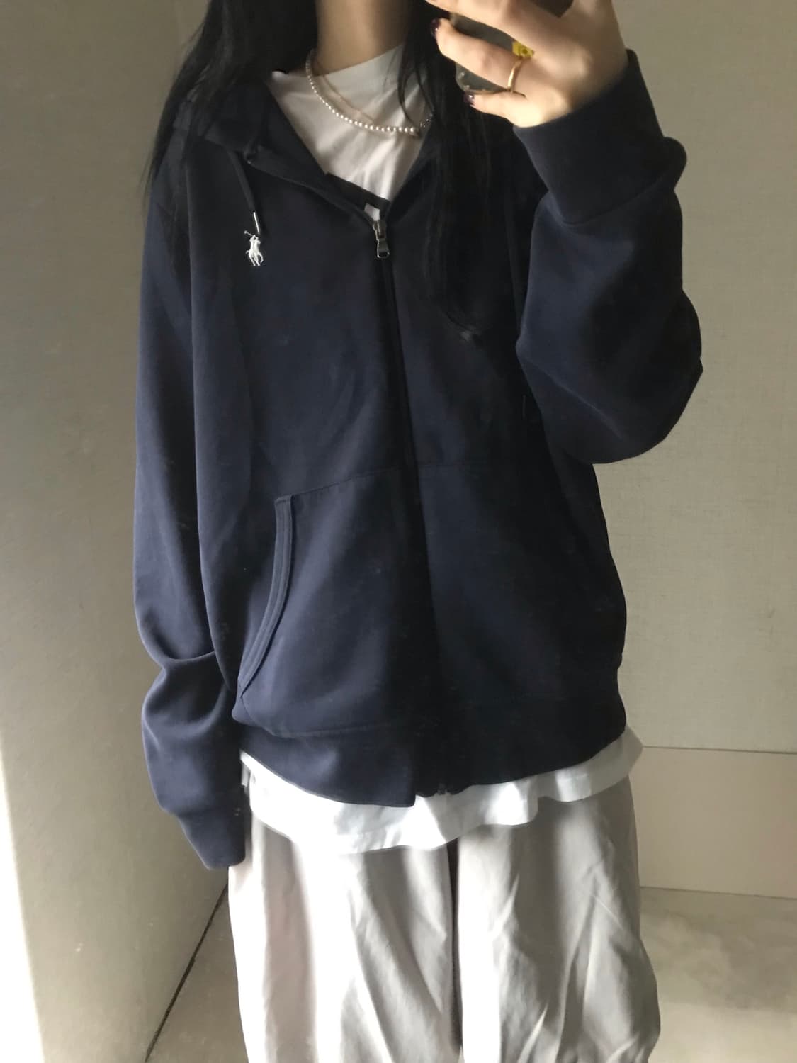 폴로 네이비 화이트포니 후드집업 상품이미지2