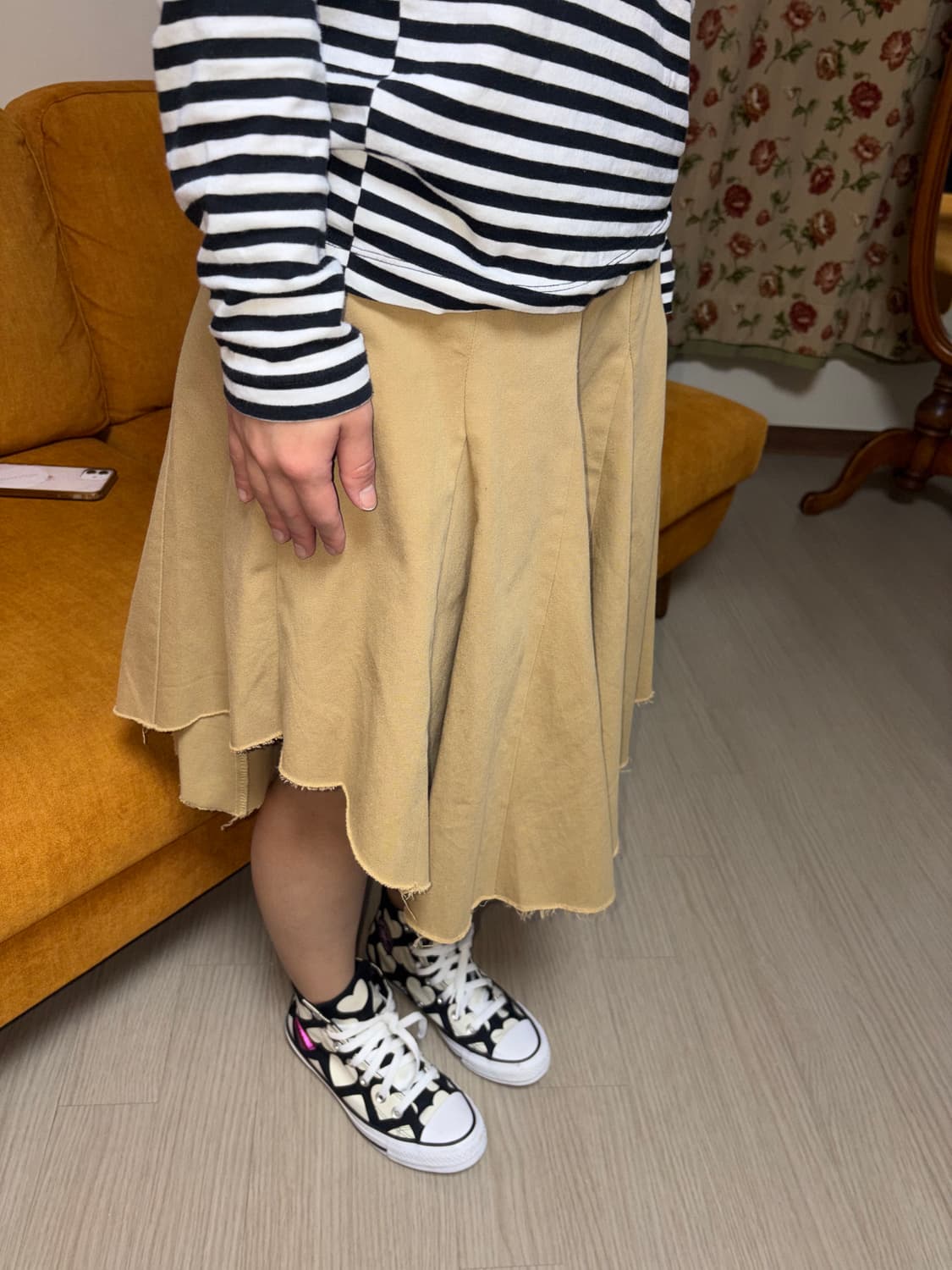 OWL unbalance fringe beige skirt 상품이미지2