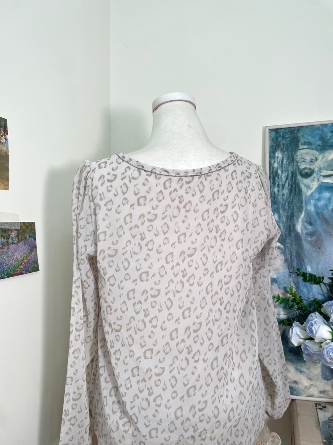 mute lavender leopard pleats point blous 상품이미지4