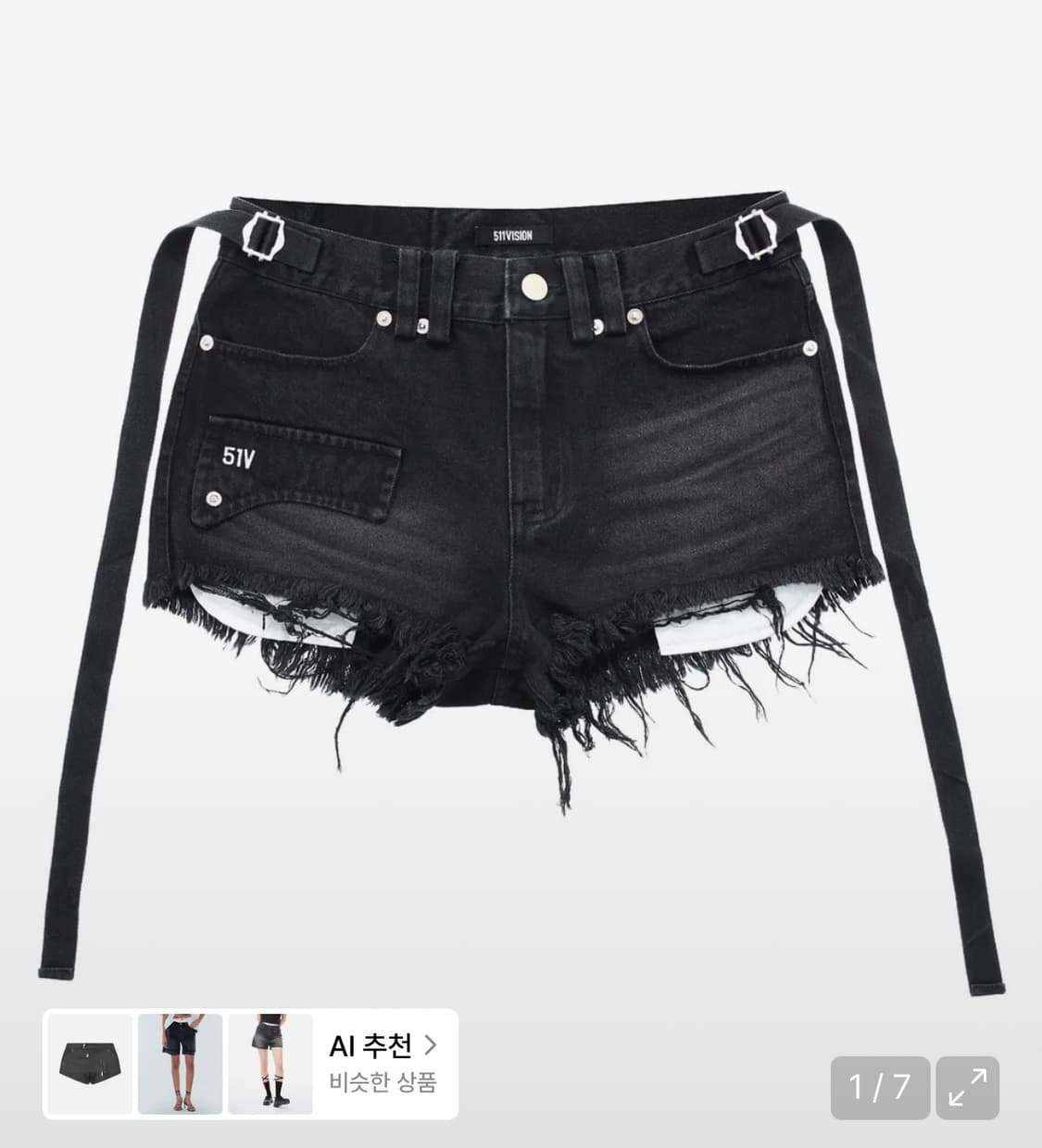 51V AXIS BUCKLE WASHED SHORTS, BLACK 상품이미지1