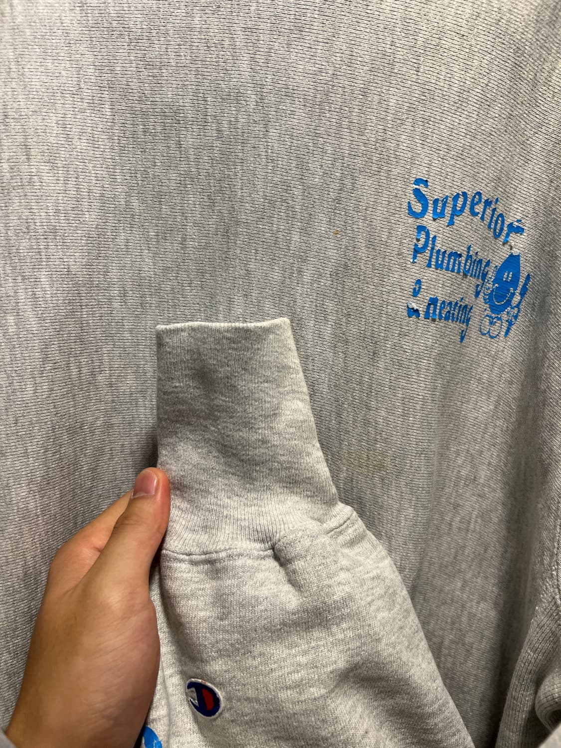 [L]90s 챔피온 리버스위브 Superior 워터드롭 멜란지 후드티셔츠 상품이미지4