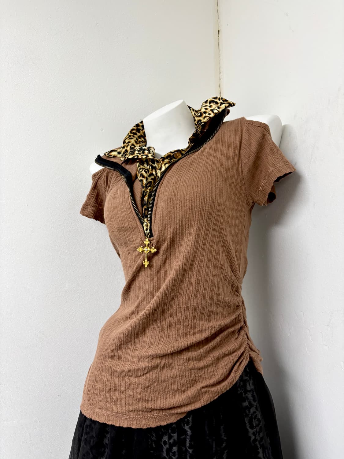  00’s GAL Design Leopard Cross Zipper De 상품이미지9