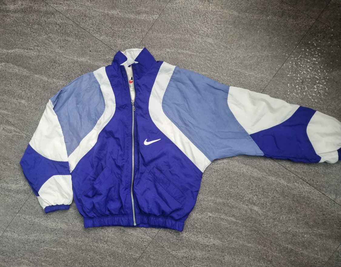 90s 빈티지 나이키 올드스쿨 바람막이 트랙재킷 블루 화이트 상품이미지1