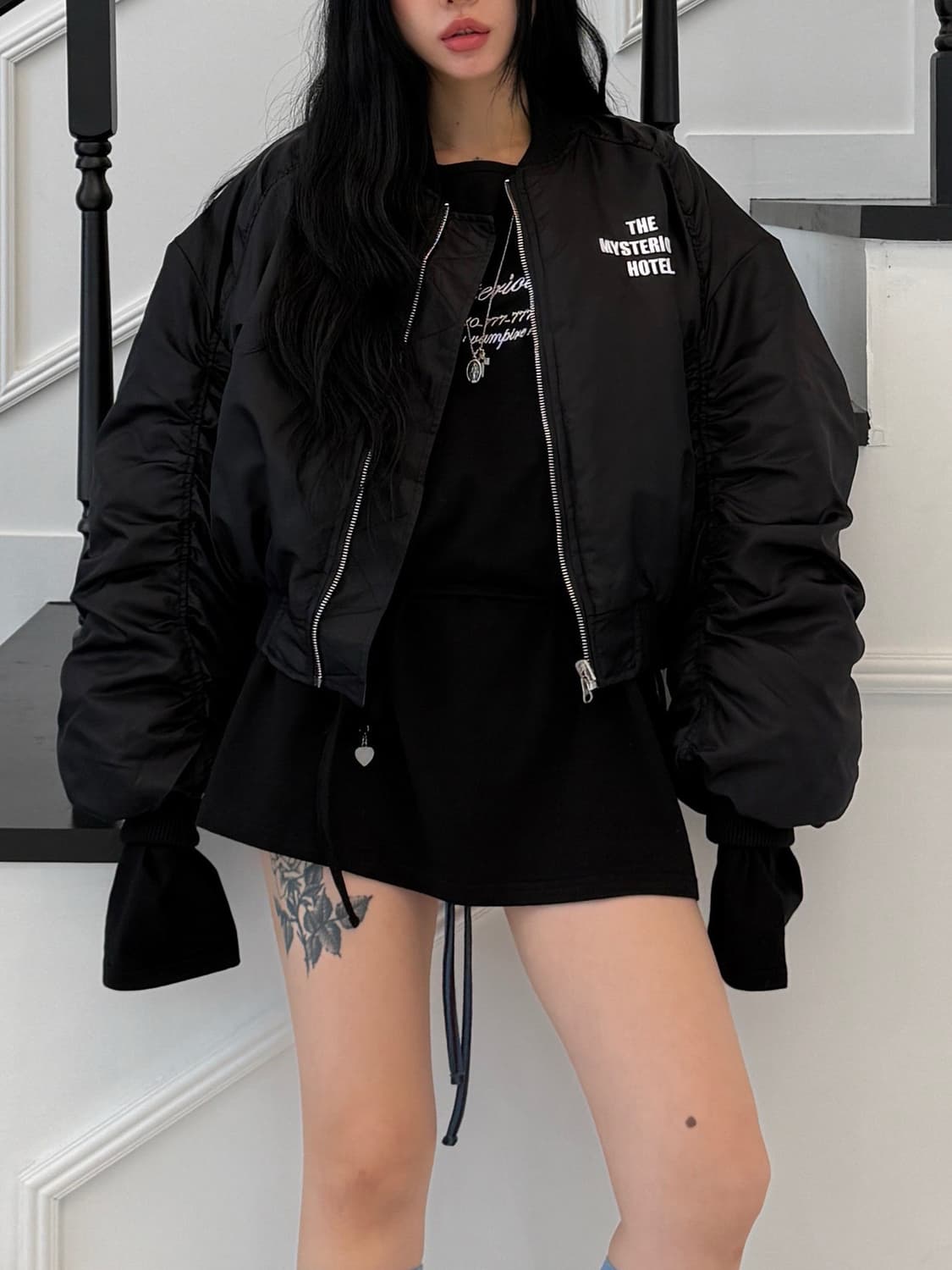 더미스테리어스호텔 항공점퍼 블랙 상품이미지1