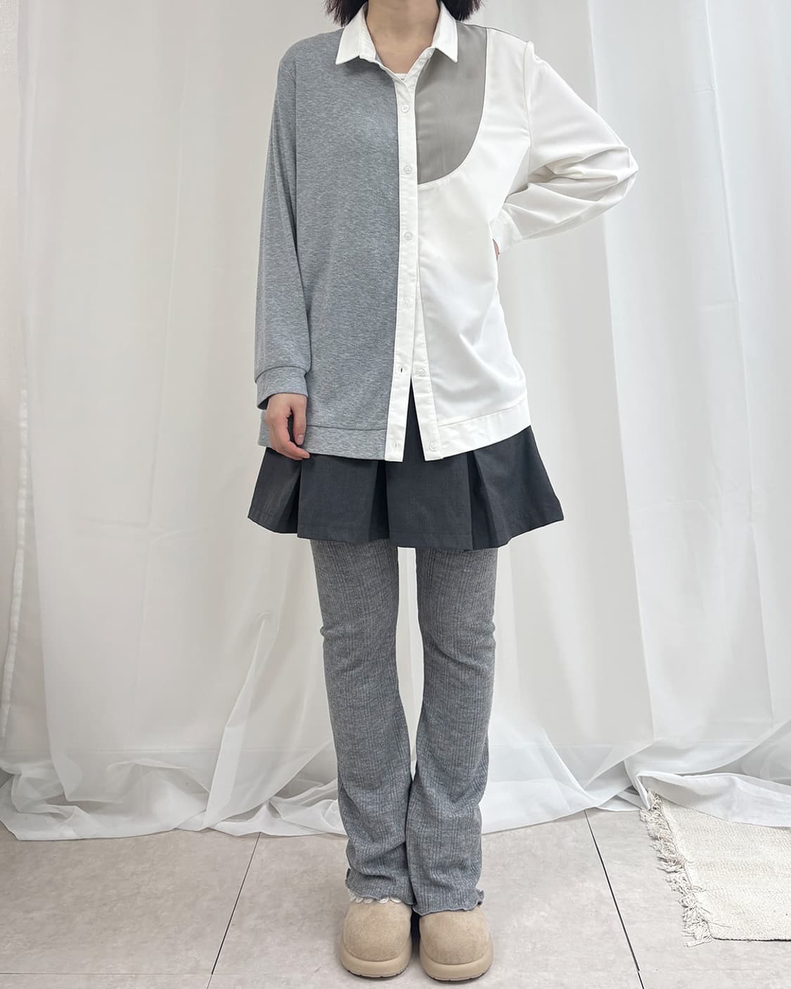 half & curve layered oversize shirt 상품이미지3