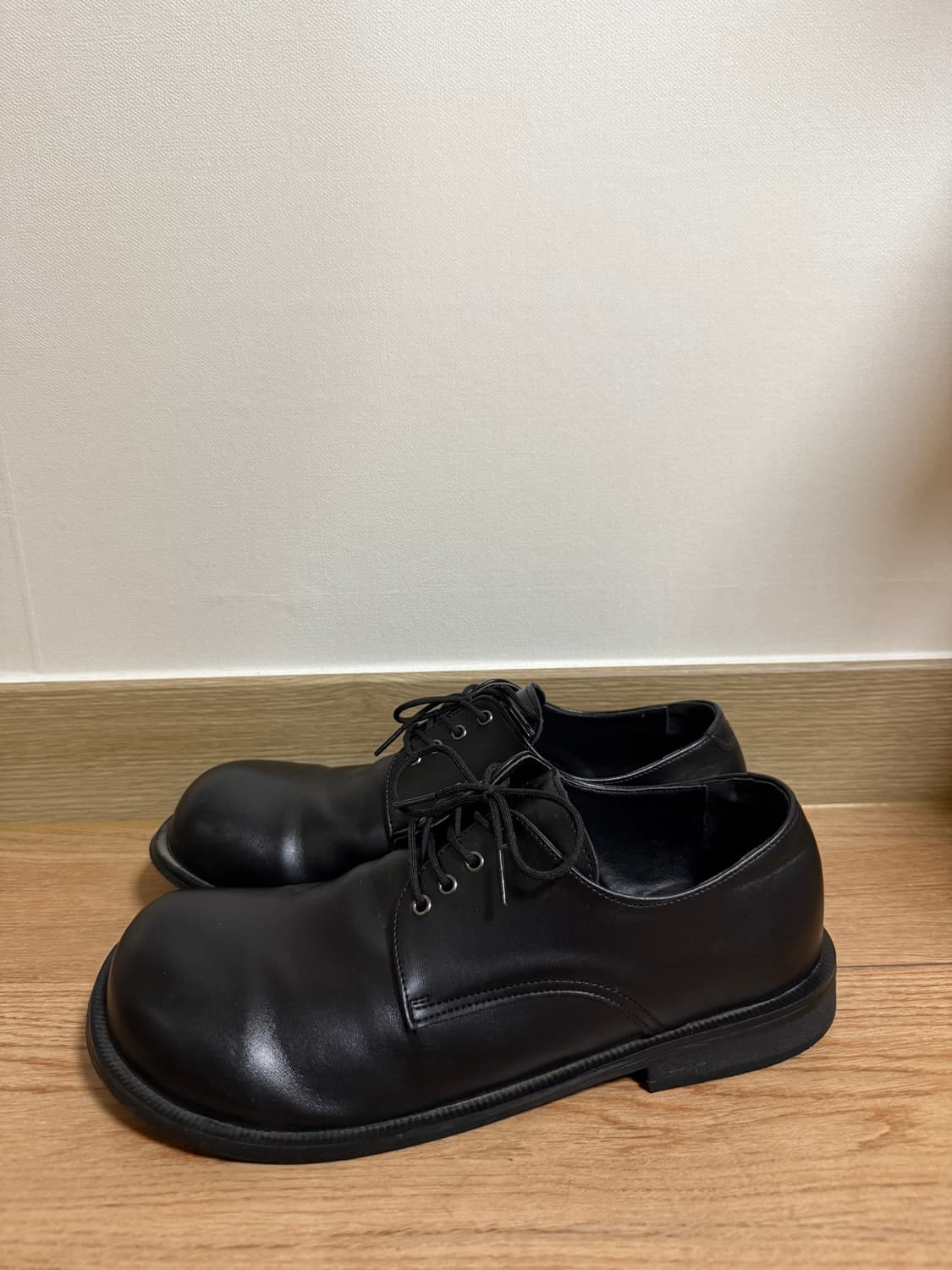 (270size) 빈티지 레더 블랙 더비슈즈 상품이미지1