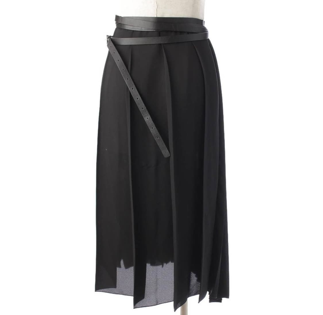 질샌더 JIL SANDER 플리츠 워랩 레더 벨트 미디 스커트 34  컬 상품이미지8