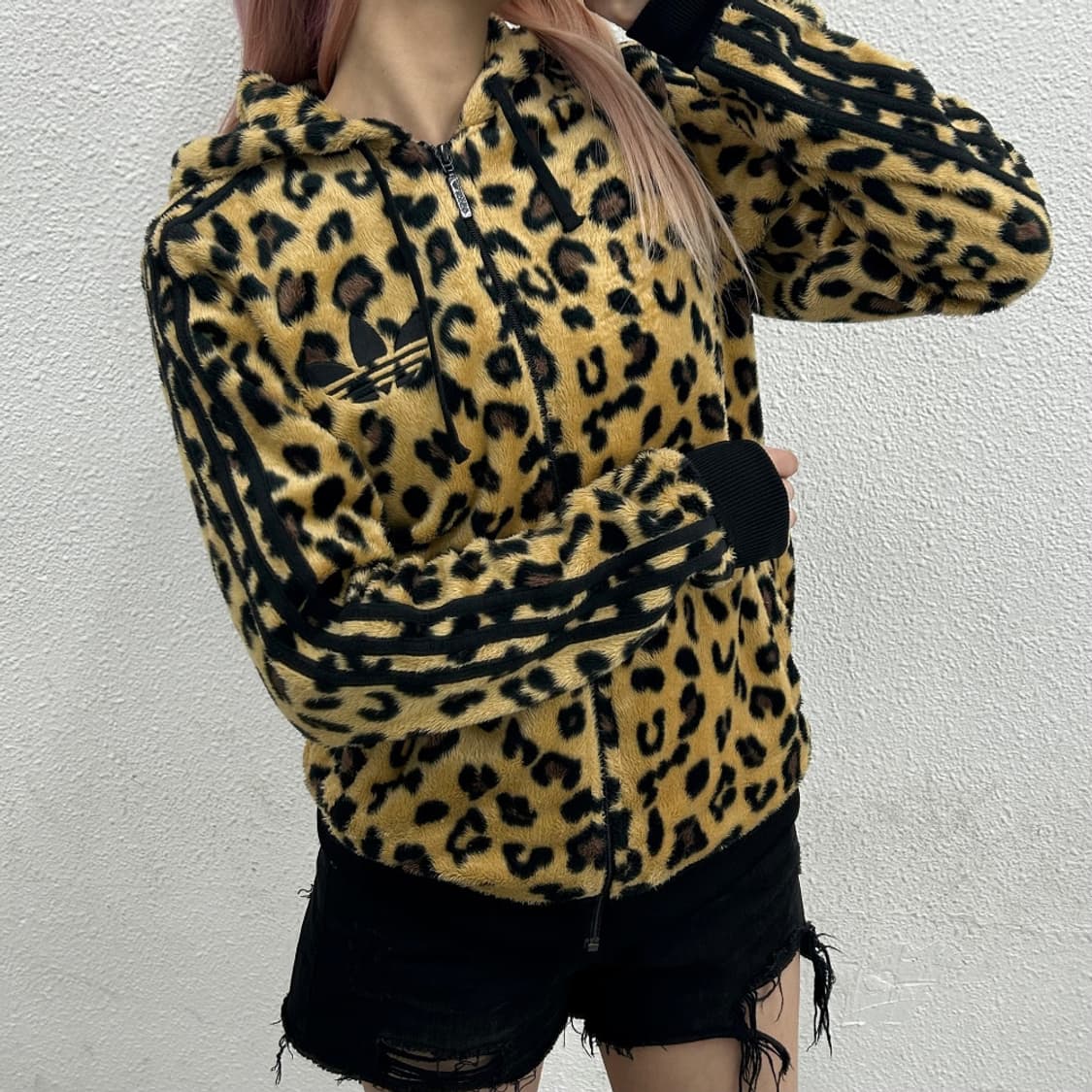 아디다스 블랙라인 레오파드 후리스 후드집업 90 상품이미지2