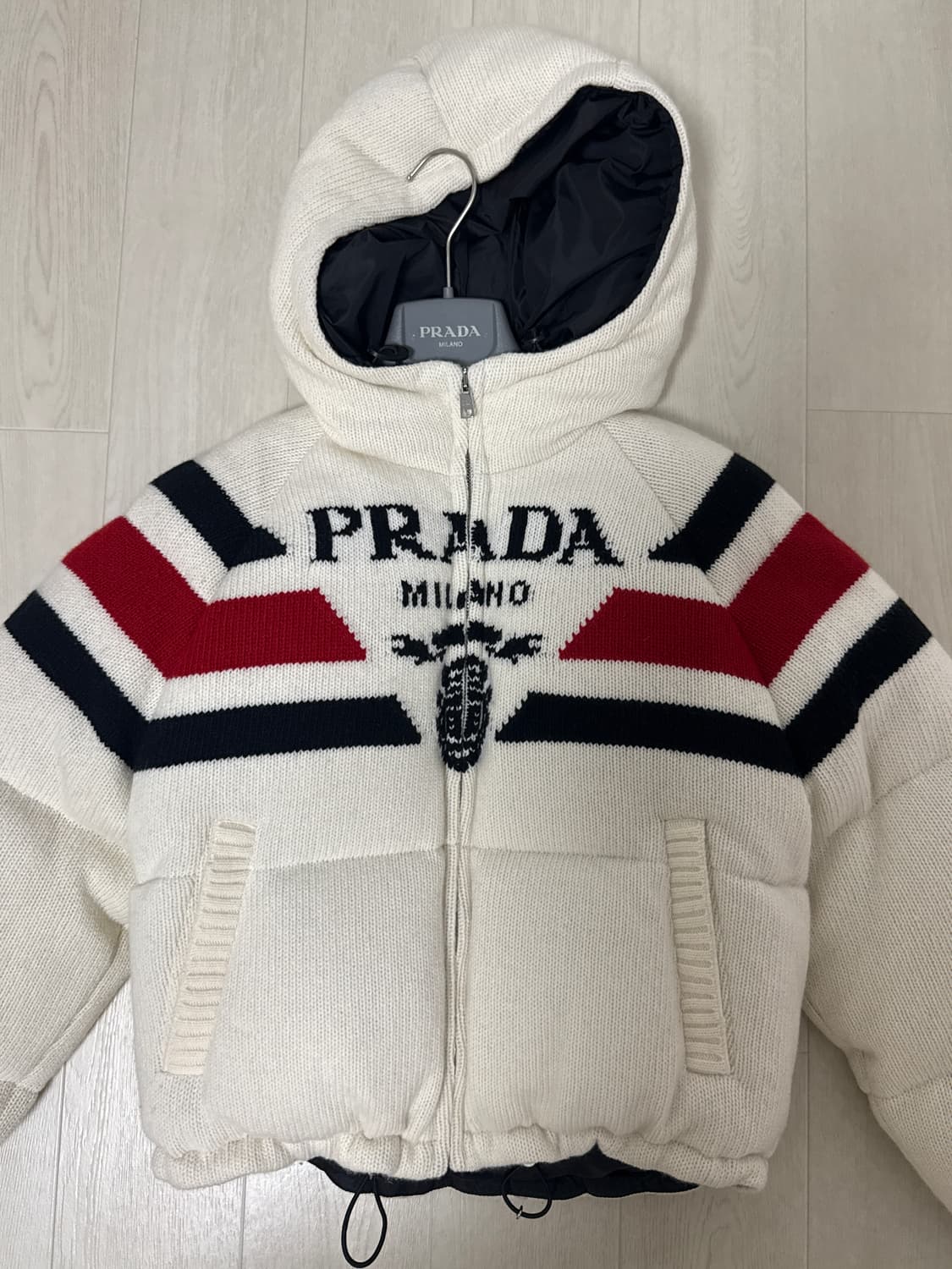 프라다 여성 로고  울 캐시미어 구스다운 패딩 가디건 36 상품이미지3