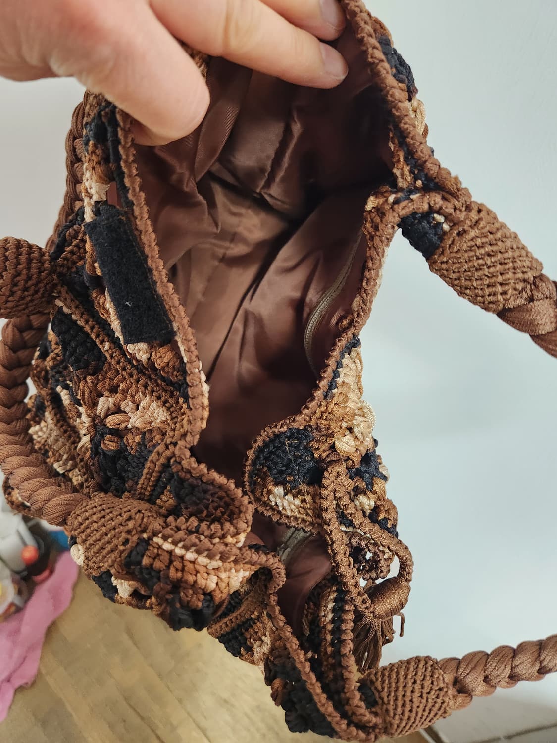 핸드메이드 뜨개 가방 브라운 토트백 상품이미지4