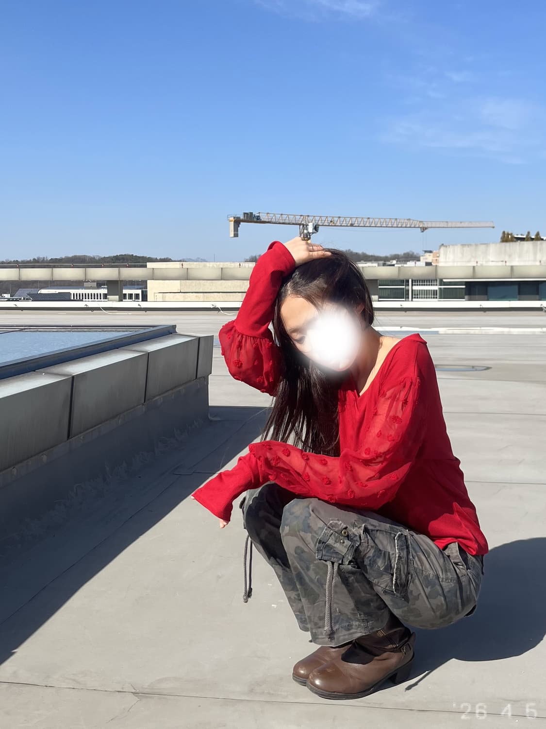 Red Sheer-sleeve Top 레드 쉬어슬리브 탑 상품이미지5