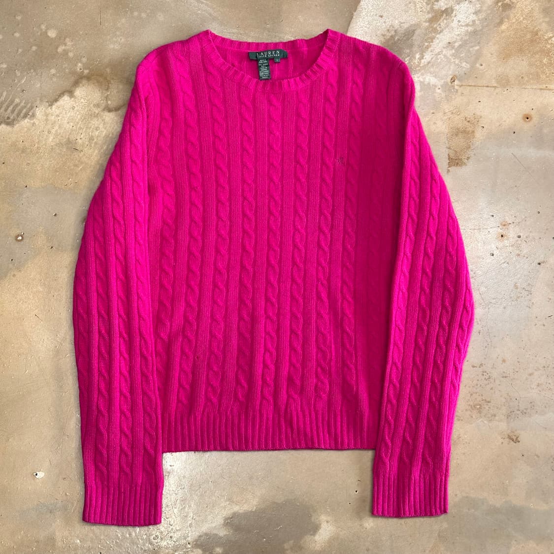 L 폴로랄프로렌 여성용 앙고라 울 핑크 케이블 니트 상품이미지2