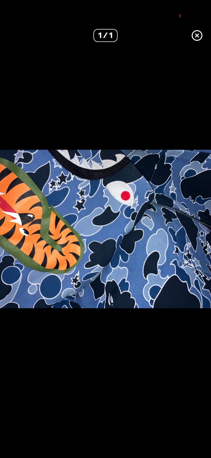 베이프 스타 카모 청계 후드집업 샤크 블루 BAPE XL 상품이미지4