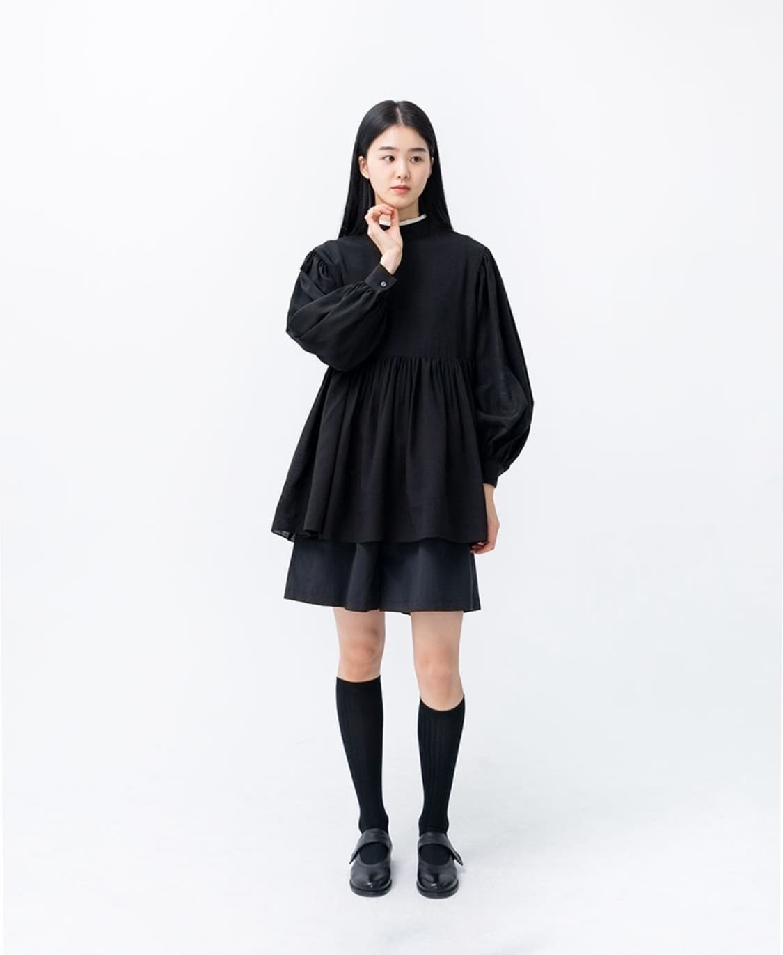 유노이아 eunoia 레이어 카라 퍼프 블라우스 상품이미지1